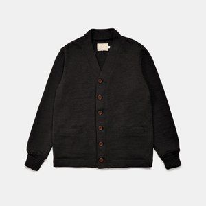 Heavyweight Dehen 1920 Classic Cardigan, Wool Black - Size: Large